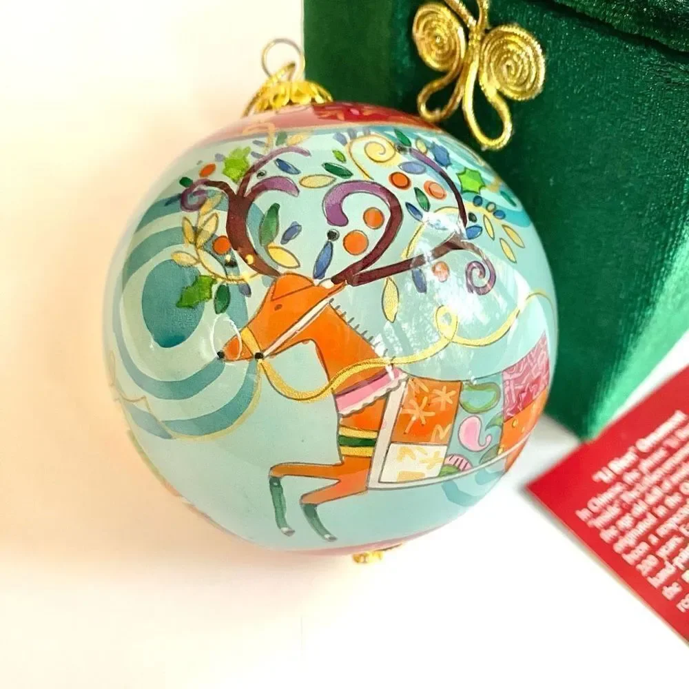Li Bien Ornament 2011 Santa Sleigh Reindeer Christmas Original Box Mint Cond